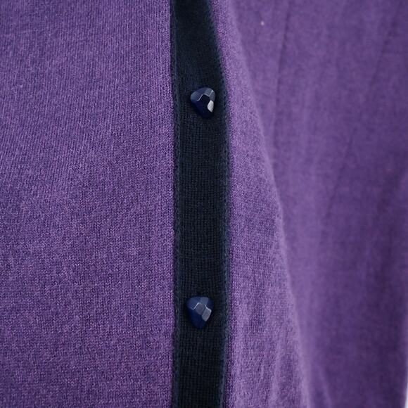 NINA RICCI Sweater Womens Size M Cashmere Blend Purple VNeck‎ Knit Cardigan - Picture 10 of 14